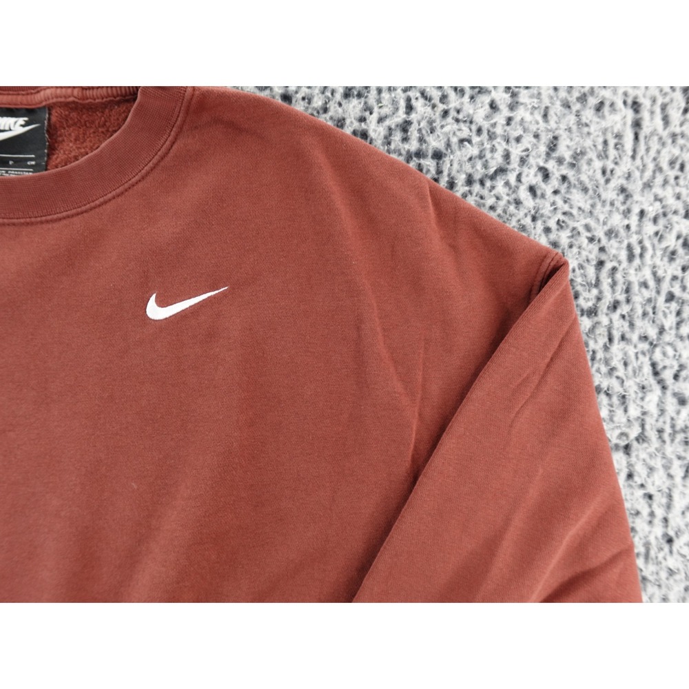 Nike Women Reddish Brown Cropped Sweatshirt Crewneck Long Sleeve Size‎ S - Picture 3 of 9